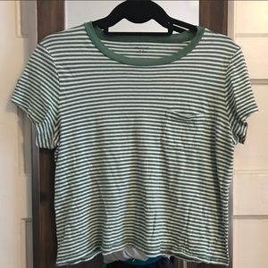 Madewell green & white striped t-shirt